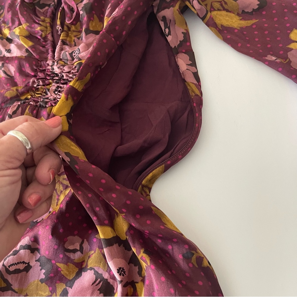 Free People Morning Light Purple Floral Combo Dress Size 6 NWT Boho Bohemian - Picture 8 of 15